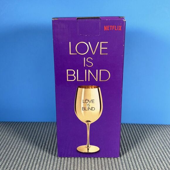 Love Is Blind Metallic Wine Glass Netflix NEW in Box Gold 18 oz. Stainless steel - Picture 4 of 6